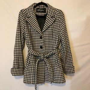 JouJou Houndstooth Belted Peacoat